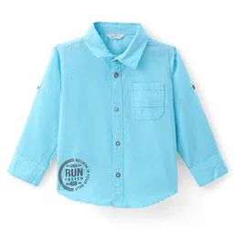 INFINITY Full Sleeves Believe In Your Self Text Printed Shirt - Blue image 3