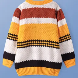 Pine Kids Knitted Full Sleeves Pullover Sweater With Colour Block Design - Yellow image 2