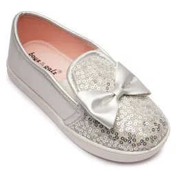 boyz n galz Sequin Embellished &Bow Applique Detailed Shoes - Sliver image 2
