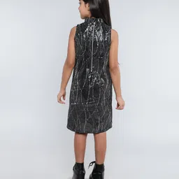 Taffykids Sleeveless Sequins Embellished A Line Party Dress - Black & Silver image 3