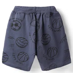 Evimo Looper Knit Knee Length Shorts With Football Print - Charcoal Grey image 2