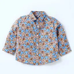 ToffyHouse Poplin Woven Full Sleeves Nautical Theme Printed Party Shirt & Trouser Set With Bow & Suspender - Mustard image 2