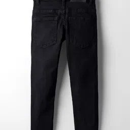 UCB Cotton Woven Full Length Solid Color Straight Fit Jeans - Black image 2