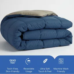 LIVSPACE Navy Blue & Blue Microfiber Heavy Winter 150 GSM Comforter image 5