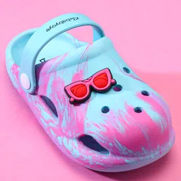 Babyoye Clogs with Back Strap & Goggle Applique - Blue & Pink image 3