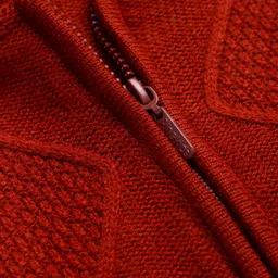 Pine Kids Knit Full Sleeves Front Open Hooded Sweater with Cable Knit Design - Rust Orange image 3