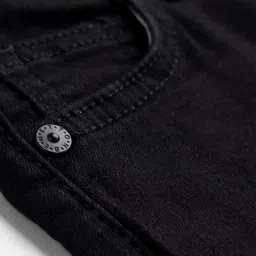 UCB Cotton Woven Full Length Solid Color Straight Fit Jeans - Black image 3