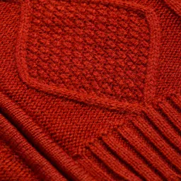 Pine Kids Knit Full Sleeves Front Open Hooded Sweater with Cable Knit Design - Rust Orange image 4