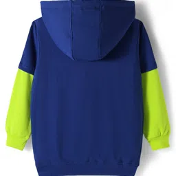 OLLINGTON ST. Cotton Full Sleeves Printed Hoodie Sweatshirt & Joggers with Attached Fanny Pack - Blue image 4