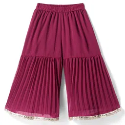 Babyhug Woven Sleeveless Georgette Embroidered Kurti & Gharara With Floral Print & Dupatta - Pink image 5