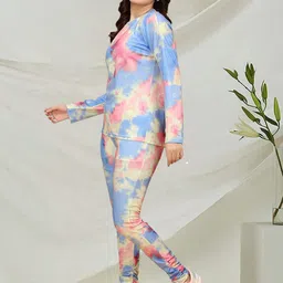 Moda Rapido Printed Round Neck T-shirt With Tights Tracksuit image 2
