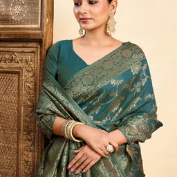 KALINI Woven Design Zari Silk Blend Paithani Saree image 5