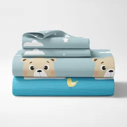 LORETO Blue Cartoon Characters 186 TC Bedsheet with 2 Pillow Covers image 3