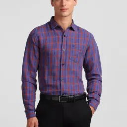 Allen Solly Purple  Slim Fit Checks Shirt-picture-23