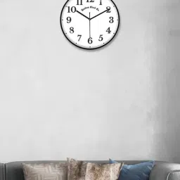 RANDOM Black Plastic Silent Sweep Round Wall Clock-picture-37