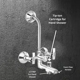 Gold Bell Prime Brass 3 In 1 Wall Mixer Set with 203X203 mm(8X8 Inch) SS Sandwich Overhead 381 mm(15 Inch) SS Arm Hand Shower, 3-1-Siya-Soft-8S-15A-64 image 2