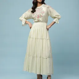 aarke Ritu Kumar Light Green Embroidered Maxi Dress-image-34