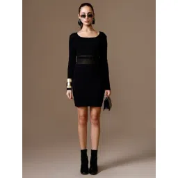 Kazo Black Polyester Solid Bodycon Dress image 5