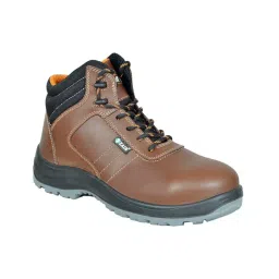 Zain Safety Elite Series Composite Toe Safety Shoes PU Double Density High Ankle Brown Buff Crazy Genuine Leather Size UK12, RUST-picture-10