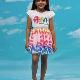 LIL DRAMA Girls Graphic Printed T-shirt With Skirt-picture-16