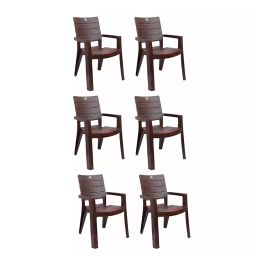 Cello Jordan Plastic Chair With Armrest Rosewood (Set of 6)-picture-7