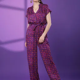 Tamiska By Narendra Kumar Women Ethnic Motifs Printed Wide-Leg Basic Jumpsuit-image-5