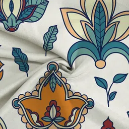 Steve & Anderson Indian Motifs Mustard & White 2 Pcs Black Out Long Door Curtains (9Feet) image 4