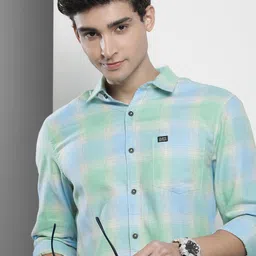 The Indian Garage Co Men Blue Checked Casual Shirt-image-80