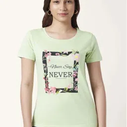 Honey by Pantaloons Green Cotton Graphic Print T-Shirt-image-0