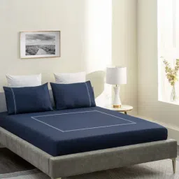 DDecor Opal Geometric Blue Cotton 180 TC Double Bedsheet With 2 Pillow Covers-picture-15