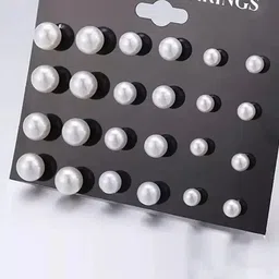 Honbon Set Of 12 Pearls Beaded Circular Shape Studs-picture-11