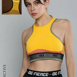 HRX By Hrithik Roshan Running Women Yellow Rapid-Dry Reflective Brand Carrier Sports Bra-picture-35