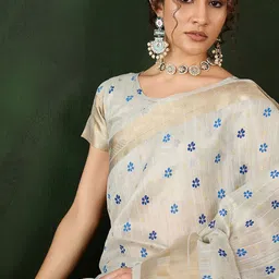 Leeza Store Woven Design Zari Organza Banarasi Saree-image-6