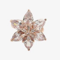 ADIVA Rose Gold-Plated Pink AD Studded Finger Ring image 2