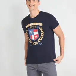 U.S. Polo Assn. Denim Co. Navy Cotton Muscle Fit Printed T-Shirt-image-0