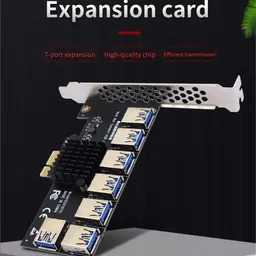 Etzin PCI-E 1 to 7 Riser Card,PCI-E 1X to 7 PCI-E USB3.0 Adapter Multiplier Card,PCI Express Riser Card for Bitcoin Mining image 2