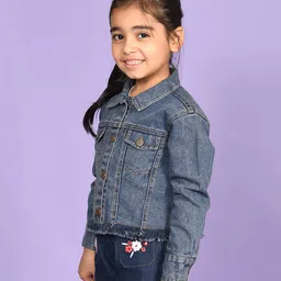 Superminis Full Sleeves Solid Denim Jacket - Blue-picture-25