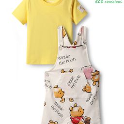 Babyoye Disney Single Jersey Knit Dungaree with Inner Tee & Winnie the Pooh Graphics - Yellow-picture-47