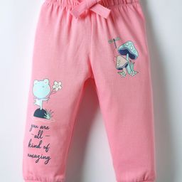 CUCUMBER Sinker Knit Full Length Frog & Text Printed Lounge Pant - Pink-picture-4