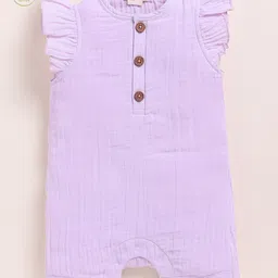 Cot & Candy Organic Cotton Muslin Knit Frill Sleeves Solid Romper - Lilac-picture-20