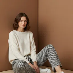 STARFOX Women Printed Checked Track Pants image 3