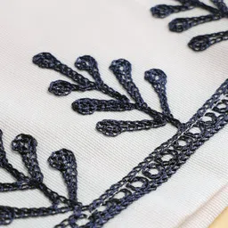 Dapper Dudes Woven Half Sleeves Leaves Embroidered Shirt - White image 4