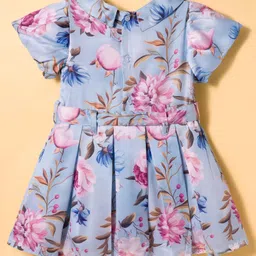 ToffyHouse Cotton Knit Full Sleeves Shrug & Frock Floral Print & Bow Applique - Pink & Light image 5