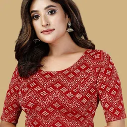 Oomph! Woven Design Round Neck Saree Blouse-image-77