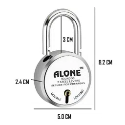 ALONE LOCKS Round 50 mm Steel Chrome 5 Keys Each Double Locking Padlock (Pack of 5) image 2