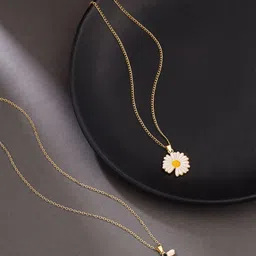 Yellow Chimes Set Of 2 Gold-Plated Pendants With Chains-picture-18