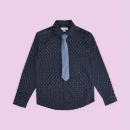 Pantaloons Junior Navy Cotton Printed Full Sleeves Shirt-picture-18