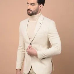 Crimsoune Club Beige Regular Fit Plain Blazer image 4