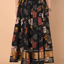 Azira Printed Pure Cotton Gathered Flared Maxi Skirt image 3