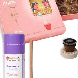 GaneshaSpeaks 15Pcs Brown Rose Dhoop Cup & Lavender Dhoop Stick, Sandalwood Incense Stick-picture-23